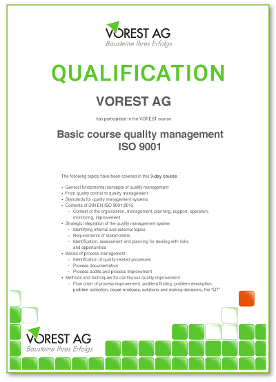 Qualifikationsbescheinigung Umweltmanagement Basiswissen ISO 14001 Englisch